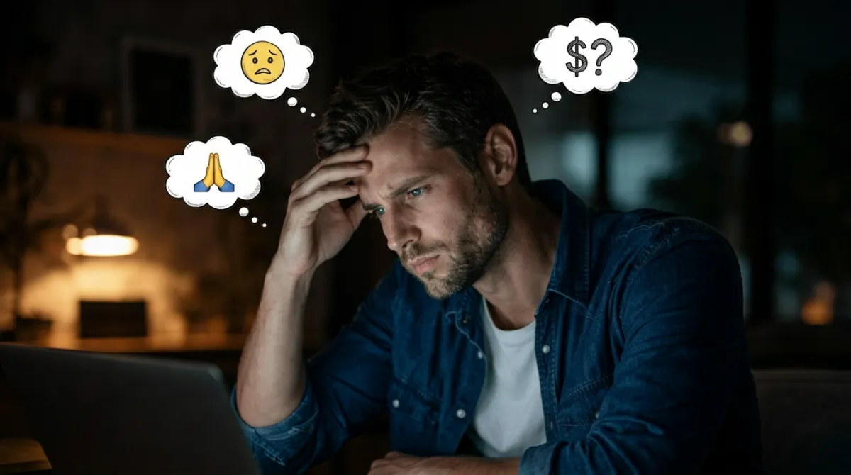 Before - Frustrated person at computer